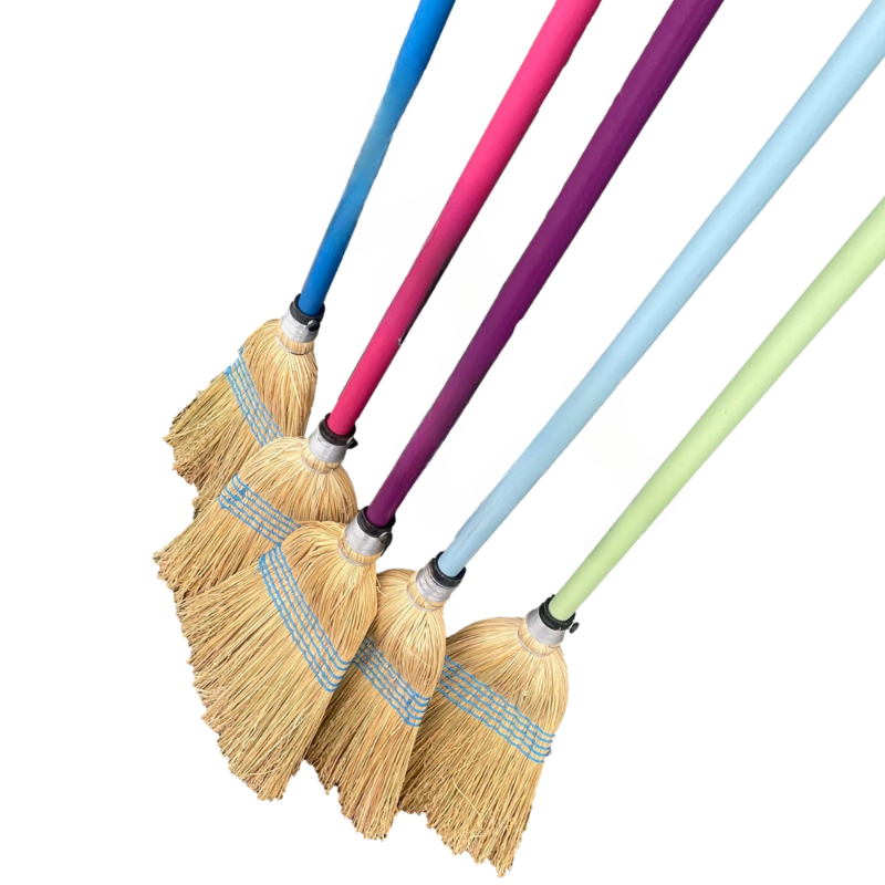 Promotional Factory Price Traditional Yard Straw Garden Broom Long Handled Sweeping Brushes