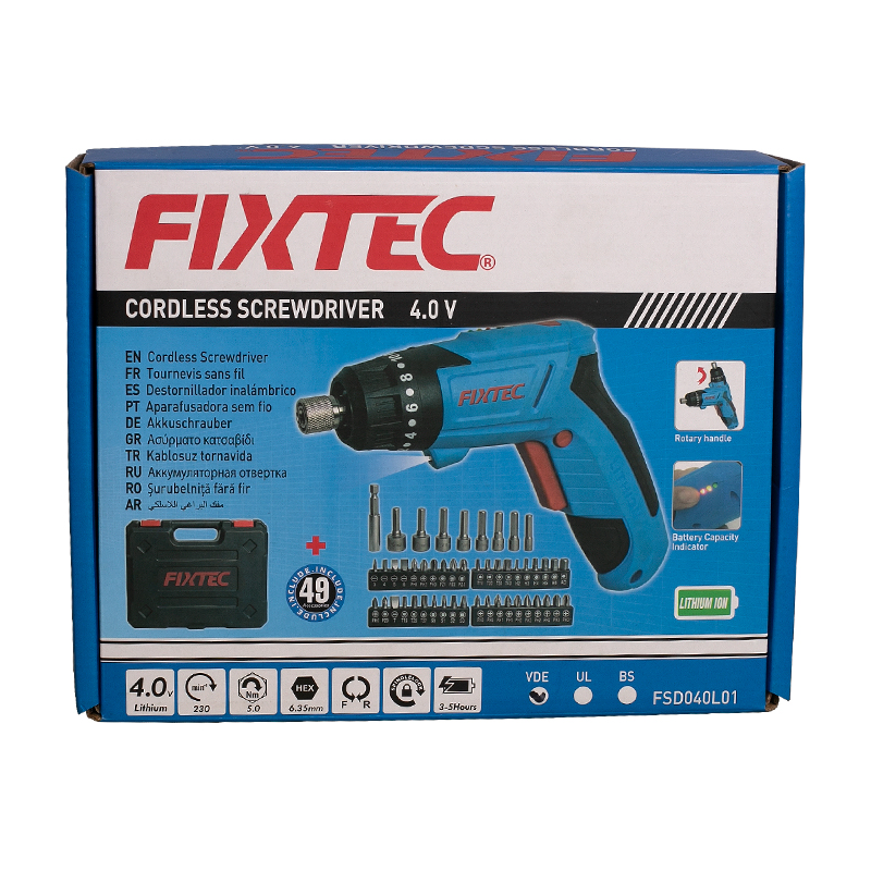 Fixtec Power Tools 4V Impact Screwdriver Rechargeable Battery Powered Cordless Electric Screwdrivers