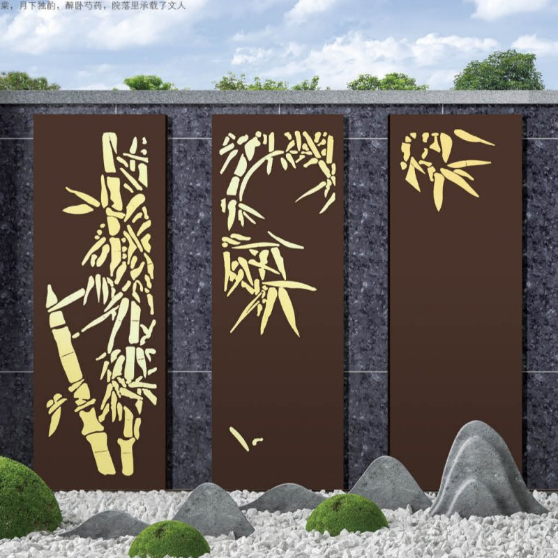 Aluminum Railing Outdoor Balcony Powder Coated with Laser Cut Lattice Panels