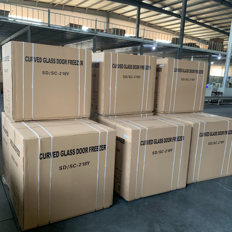 Factory Price SD/Sc-218y Glass Door Ice Cream Display Showcase Supermarket Freezers Horizontal Freezer