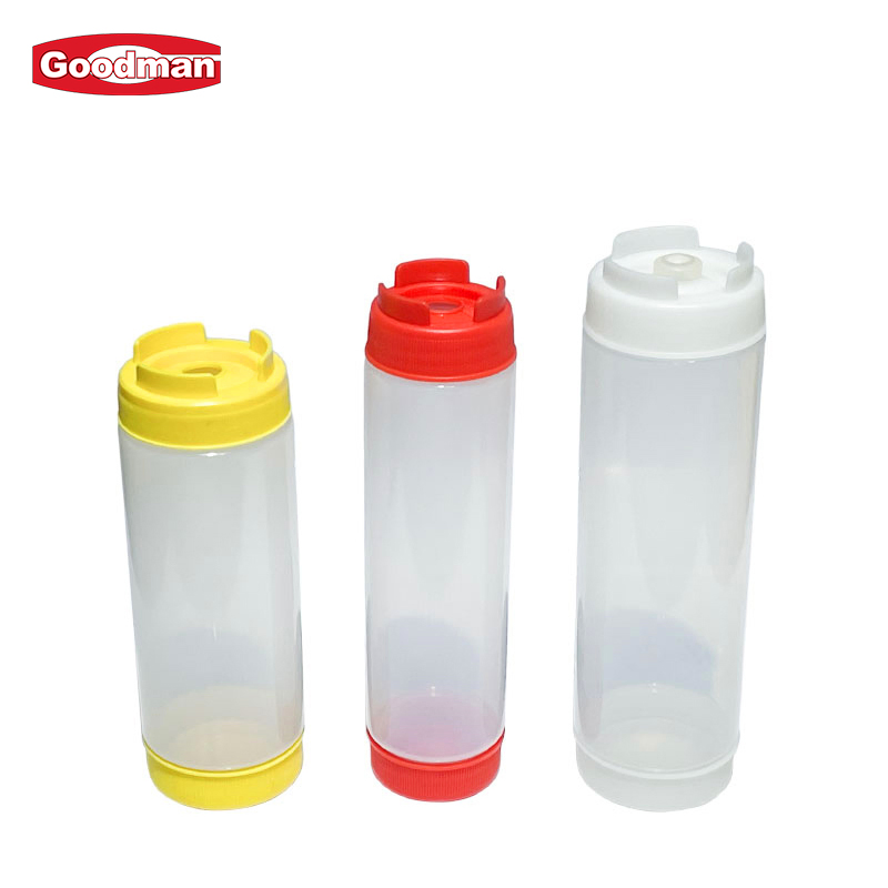 16oz/480ml Plastic Fifo Salad Sauce Squeeze Bottle Double Lid for Kitchen