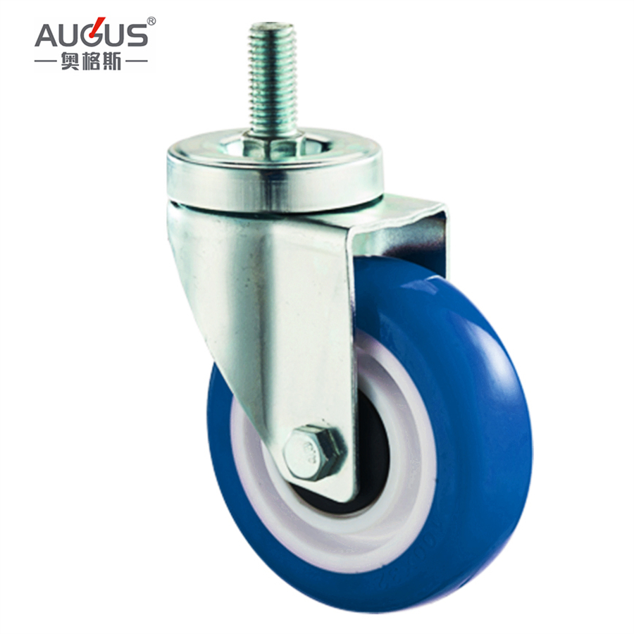 3/4/5 Inch Industrial Caster Wheel Blue Rubber Caster for Equipment Platform