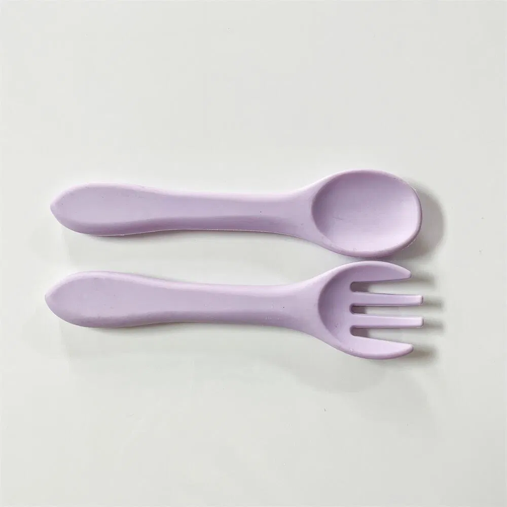 Food Grade Mother and Baby Products Baby Tableware Silicone Fork Spoon Children's Silicone Spoon