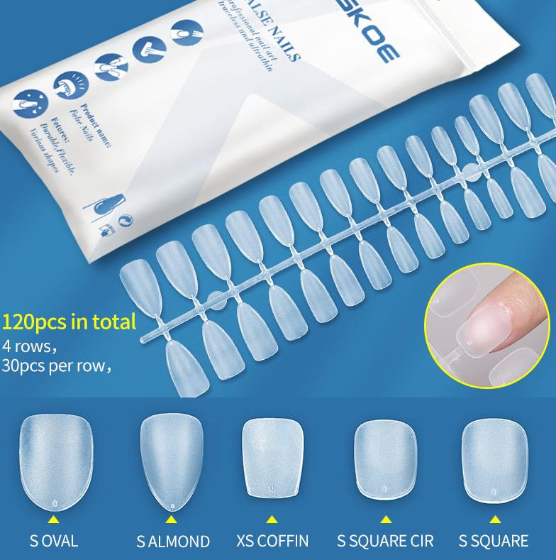 120 PCS/Bag Full Cover Press on Nail Tips Coffin Artificial Fake Nails with Design Nail Almond Press on Nails Acrylic Full Cover Nail Tips for Nail Salon