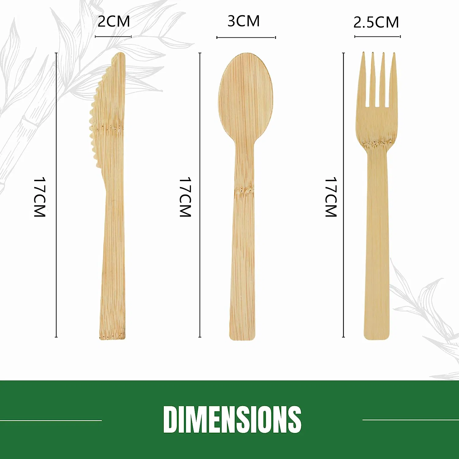 Wholesale Ecological Heat Resistant Disposable Natural Bamboo Cutlery Sets