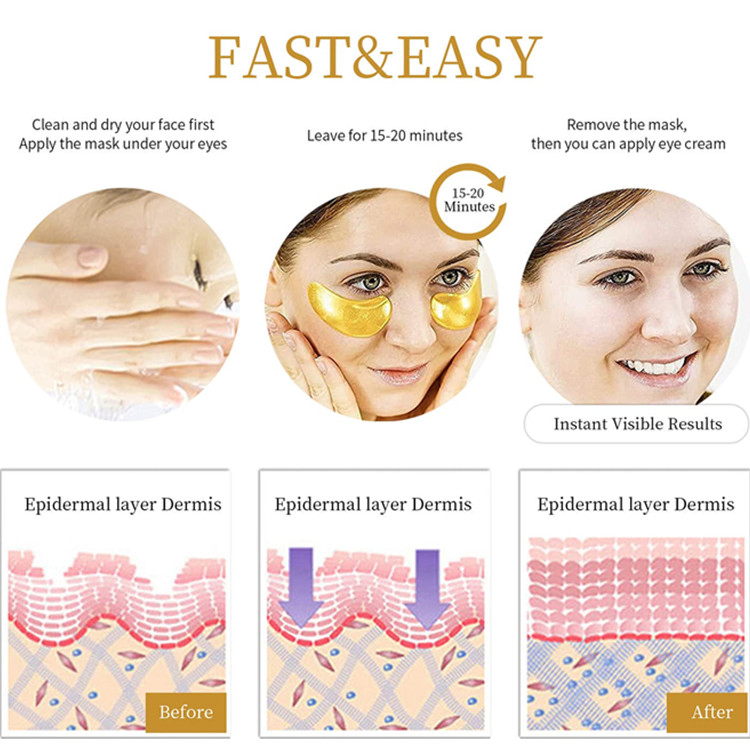 OEM 24K Gold Hydrating Under Eye Mask Puffy Eyes Undereye Patches Treatment