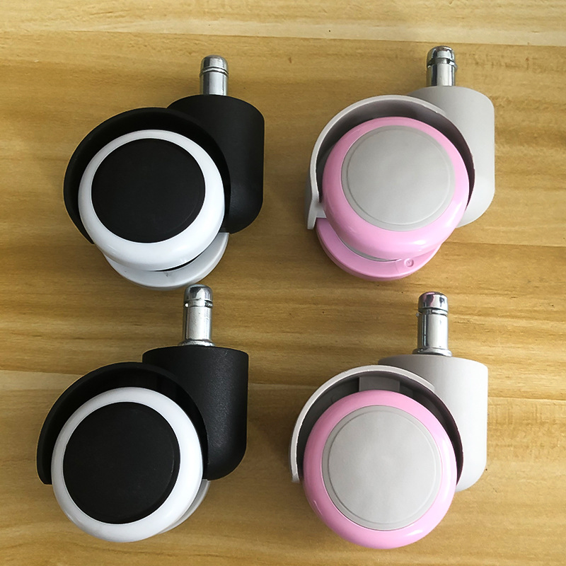 Durable Twin-Wheel Plastic Chair Casters Swivel Threaded Stem for Office Chair and Pink Children's Chair Casters