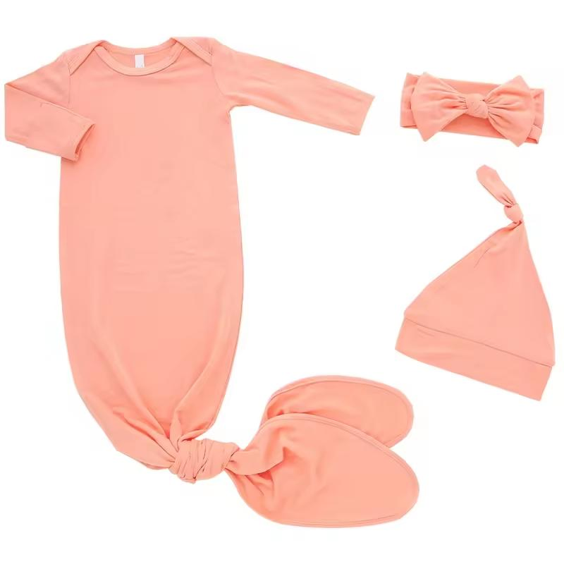Newborn Bamboo Sleepwear Long Sleeve Baby Sleepingbag Custom Sleeping Knotted Gown
