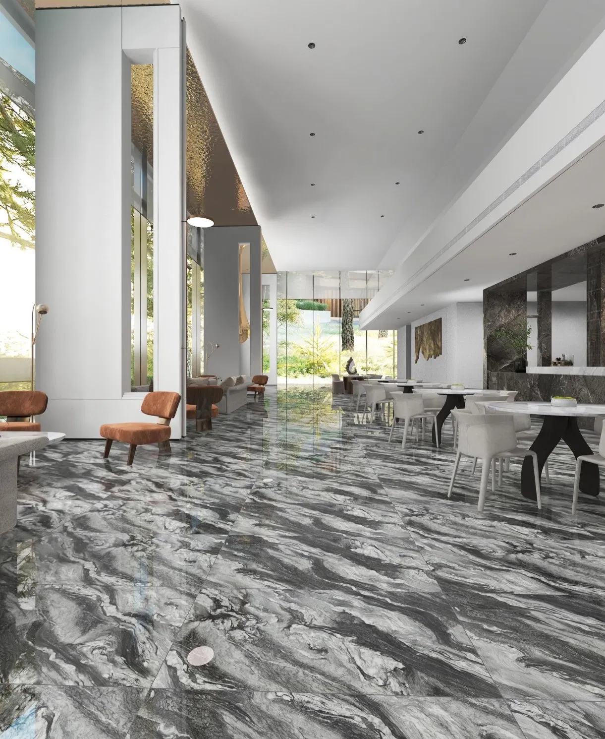 Foshan Polished Vitrified Marble Porcelain Floor Bathroom Wall Tile