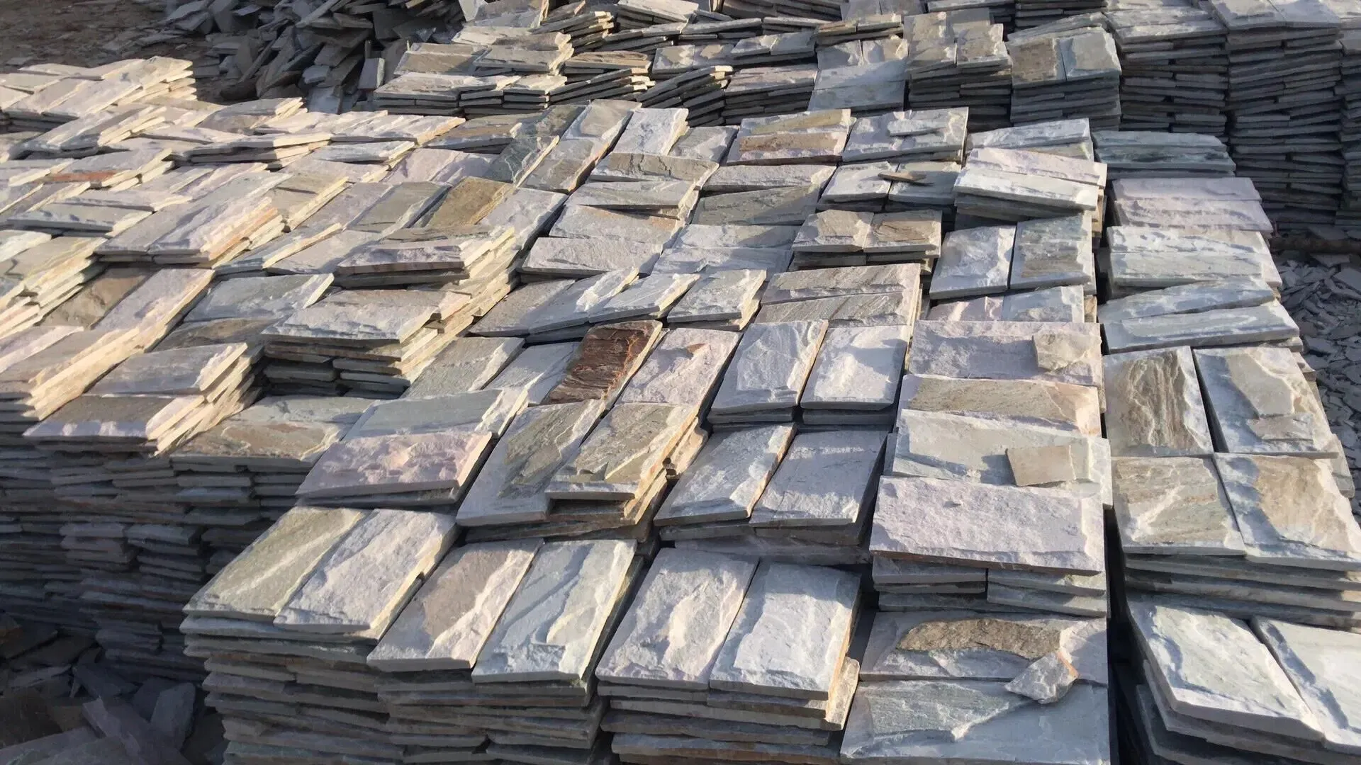 Yellow Slate Mushroom Tiles Stone Wall Facade Mushroom Stone