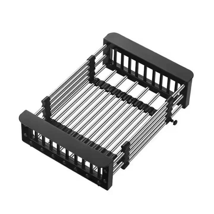 Adjustable Drain Rack Stainless Fruit Vegetable Drainer Basket Household Kitchen Sink Tableware Plate Dish Drainer Rack Storager