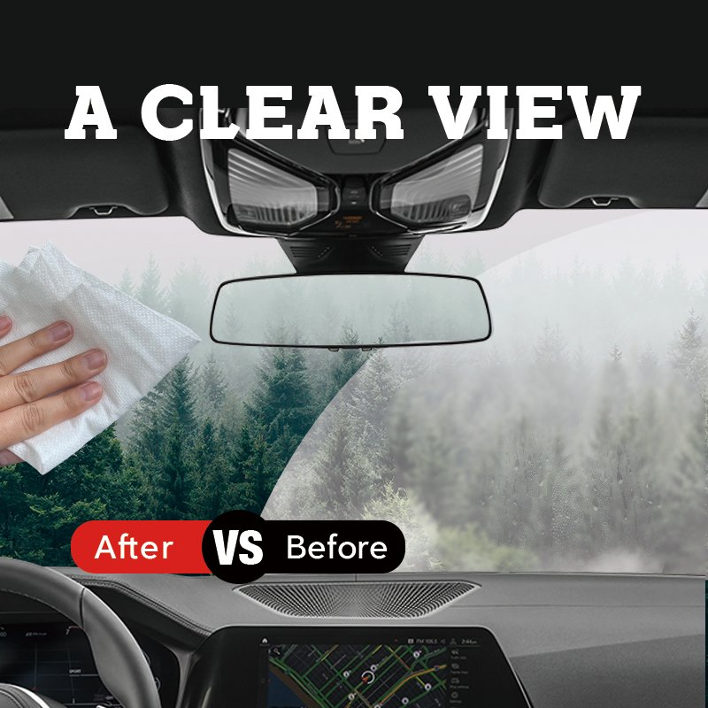 Xpertchemy® Disposable Car Glass Anti-Fog Cleaning Wipes