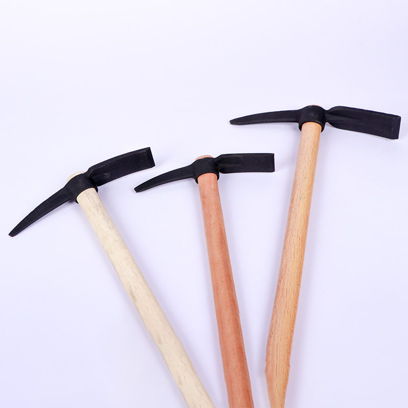 Field Garden Reclamation Wooden Handle Agricultural Pointed Cross Pickaxe Carbon Steel Small Hoe