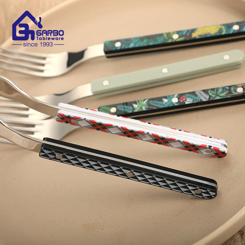 Plastic Printed Pattern Design Handle Dinner Fork for Home