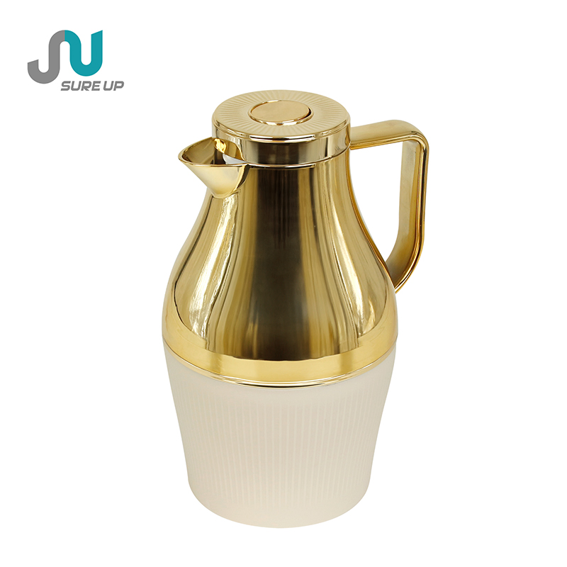 New Arrival Arabian Coffee Pot Gold Head Plastic Color Body with Glass Refill Vacuum Flask &Thermoses