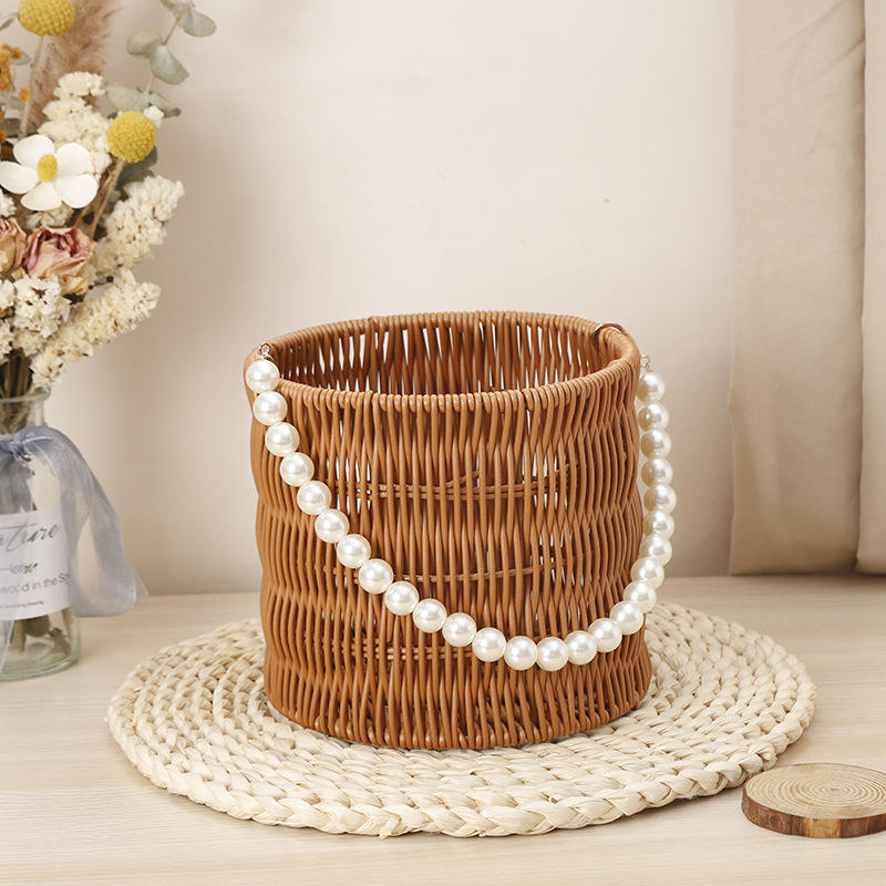 Wholesale Flower Storage Wicker Basket with Wooden Sticks for Flower Arrangement