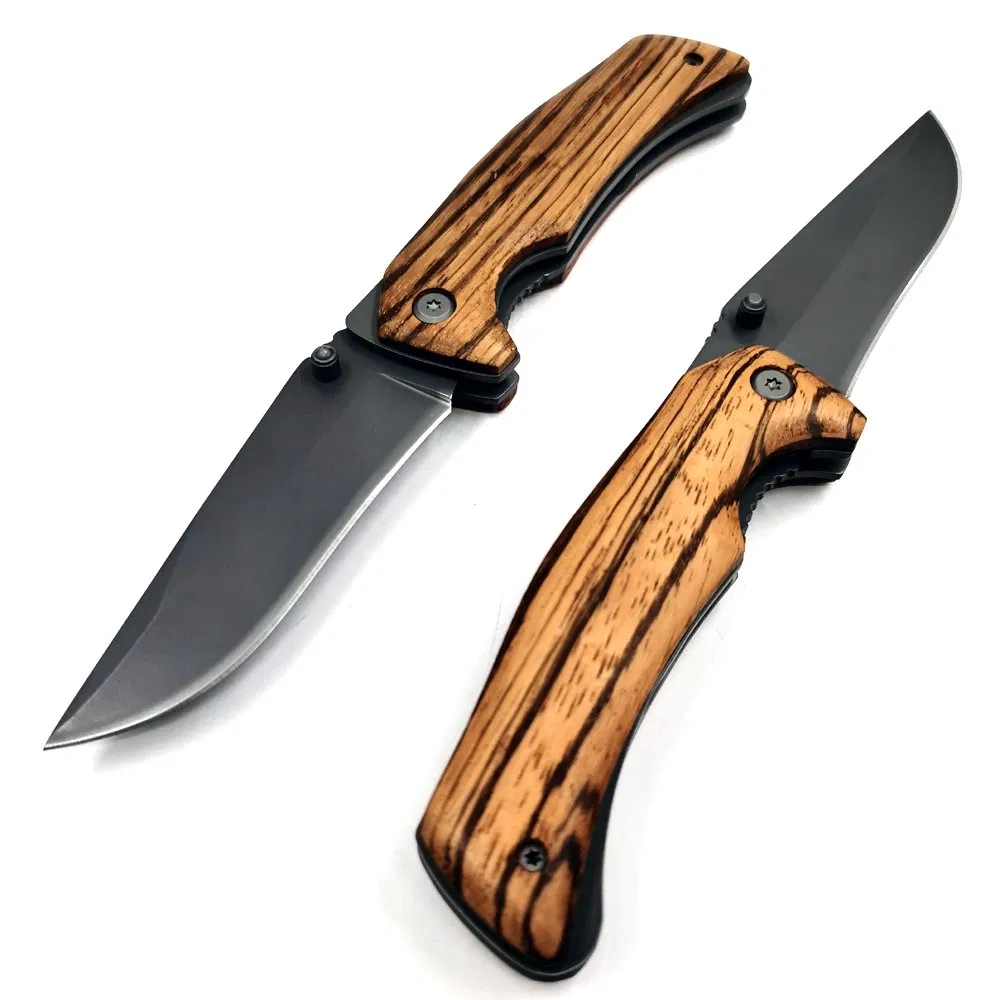 Pk-228zw Zebra Wood Tactical Survival Outdoor Camping Folding EDC Pocket Knife