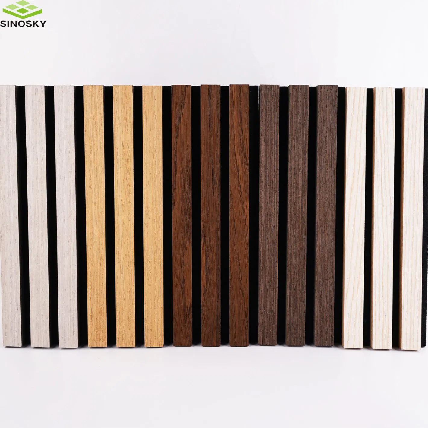 Slat Wood Veneer Acoustic Panels /Sound Absorbing Custom Design MDF Pet Wooden Slats Ceiling