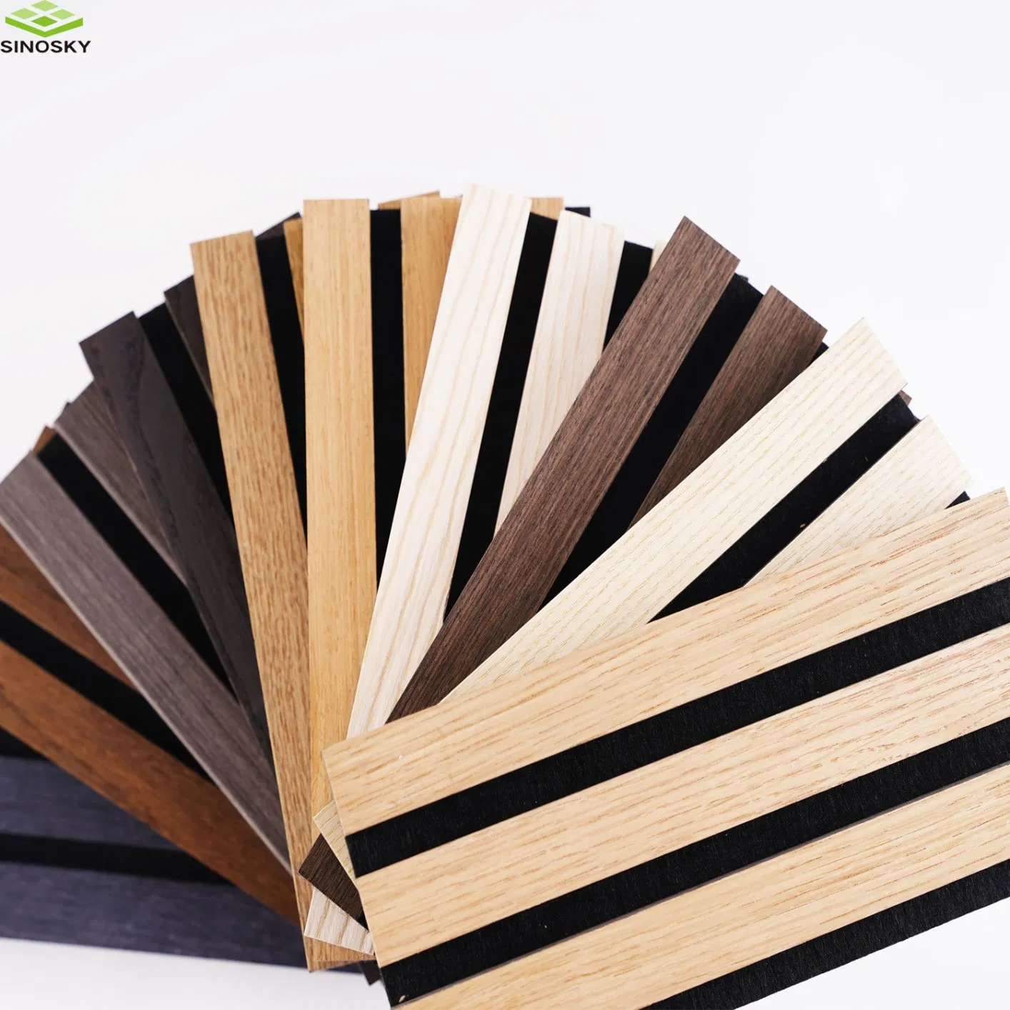 Slat Wood Veneer Acoustic Panels /Sound Absorbing Custom Design MDF Pet Wooden Slats Ceiling