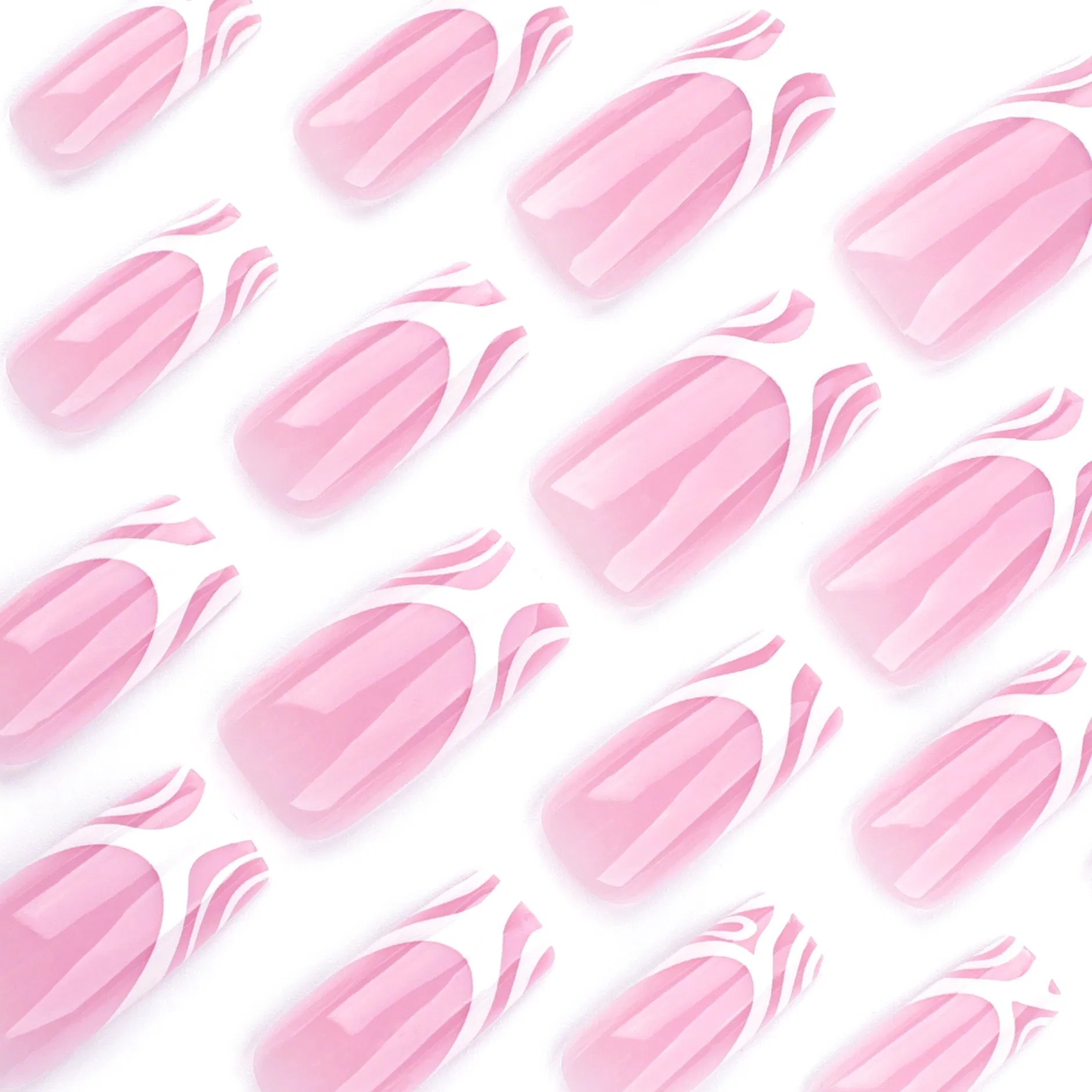 Fashion Press on Nail Art Fake Nail Middle Length Natural Square False Fingernail