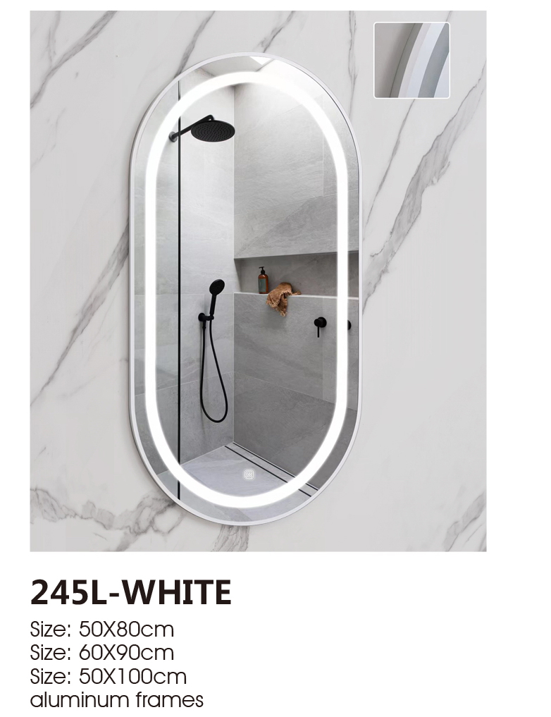 227-White bathroom Furniture Large Size Aluminum Frame Makeup Smart LED Mirror