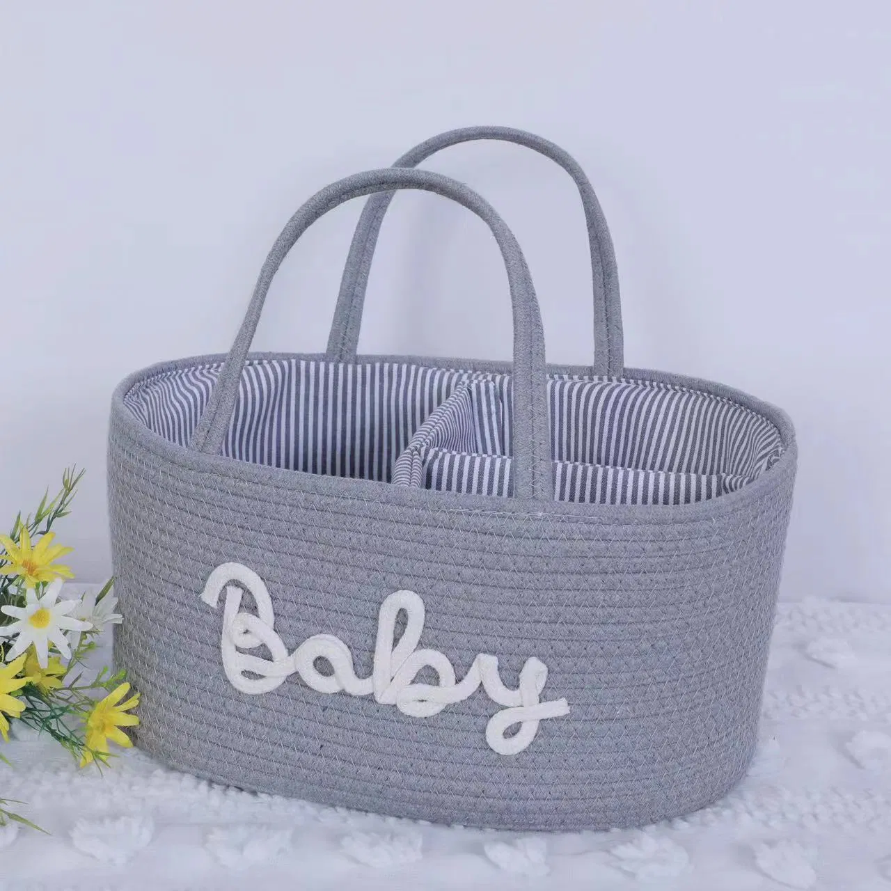 New Arrival Durable Cotton Rope Diaper Organizer Laundry Storage Diaper Storage Basket for Toys