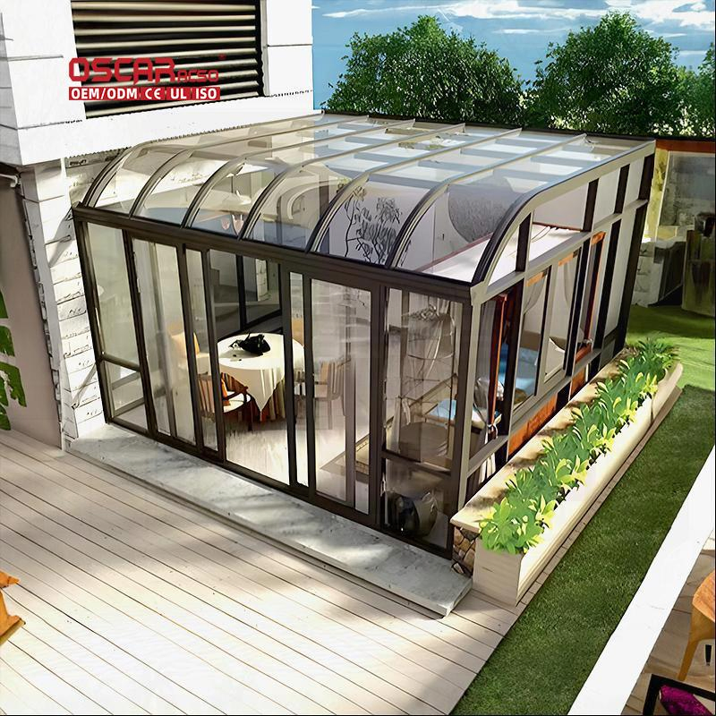 Aluminum Alloy Frame Tempered Glass Roof Prefab Stylish Ideal for Garden Backyard Outdoor Use Sunroom