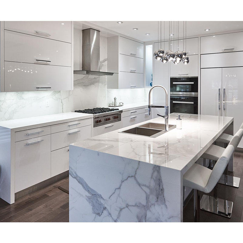 White Glossy Cabinets Modular Kitchen Cabinets with European Style Cupboard