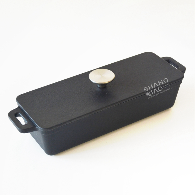 Чугунная форма для выпечки хлеба с крышкой 29x13x8 см