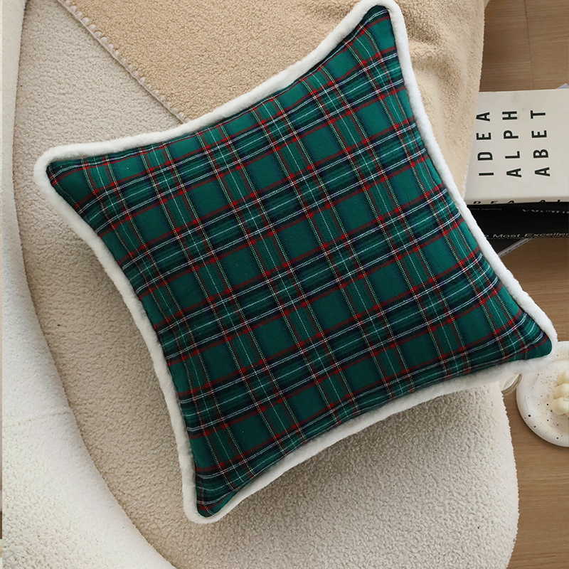 Dairui Christmas Plaid Fluffy Pillow Covers Cozy Sofa Cushions Holiday Home Decor Festive Throw Pillows for Living Room Wholesale