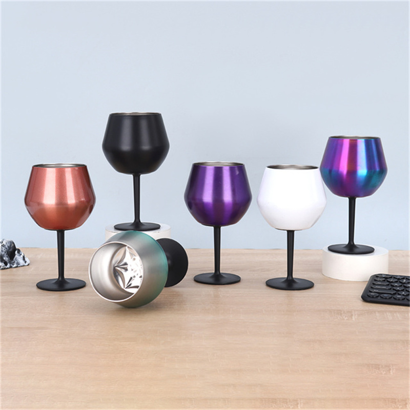 Stainless Steel Wine Glasses Unbreakable Stemmed Metal Wine Goblet with Removable Base