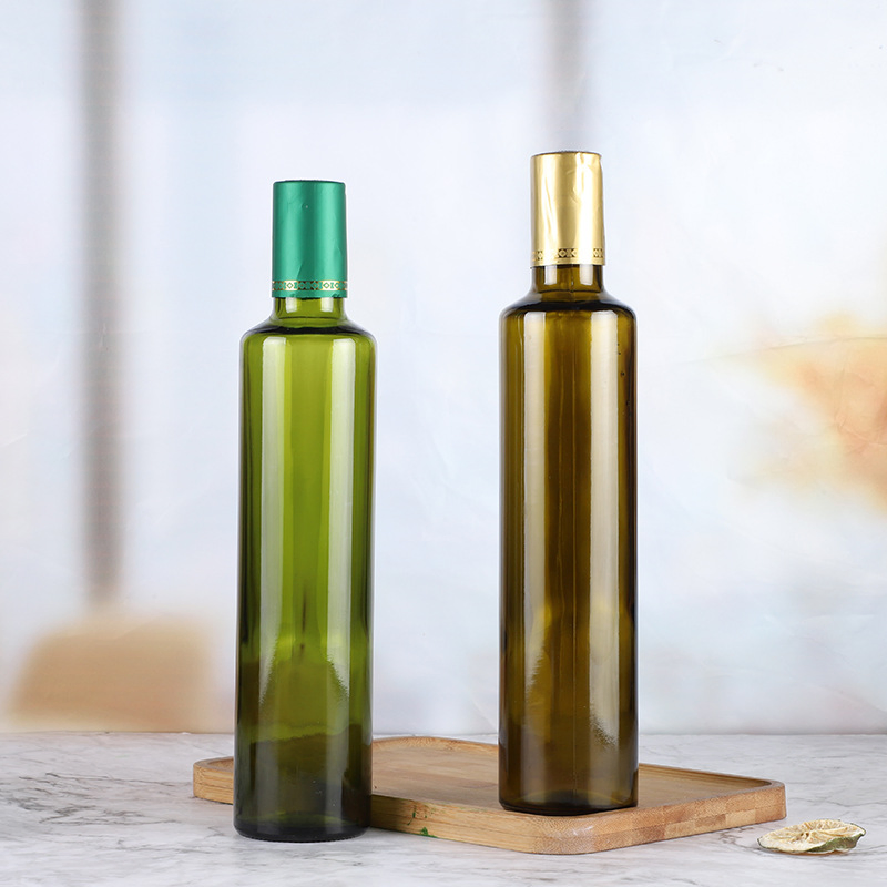 100ml 250ml 500ml 750ml 1L Empty Round Dark Green Cooking Olive Oil Glass Bottles Empty Oil Pour Glass Bottle