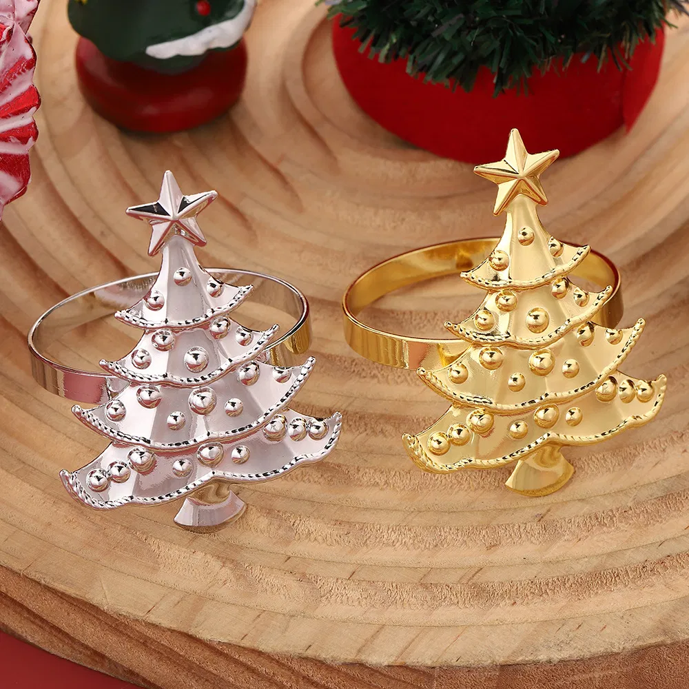 Christmas Tree Napkin Rings Gold Napkin Buckle Table Decorations