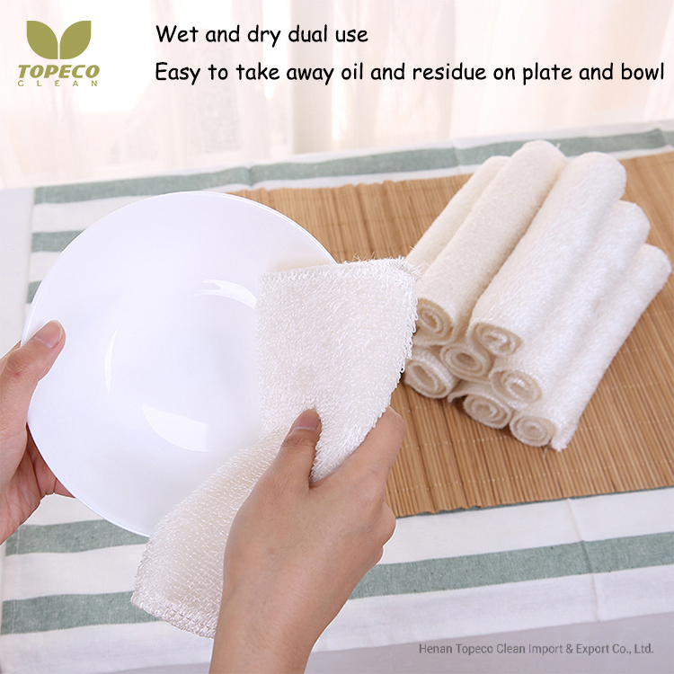 Topeco Wholesale Eco Friendly Dish Towel Kitchen Cleaning Reusable Bamboo Fiber Cloth