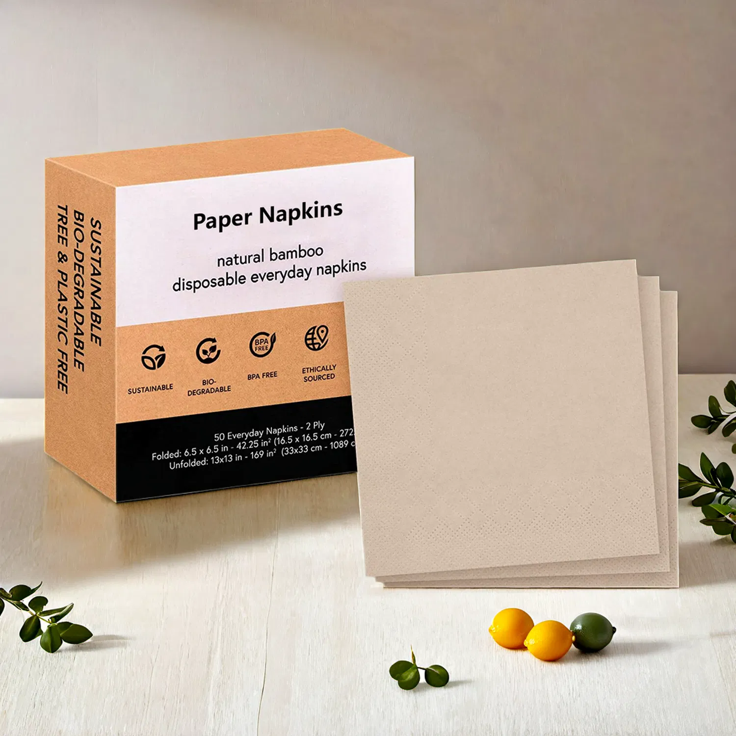 Custom Logo Durable Disposable Food-Safe Dinner Paper Napkins Serviette