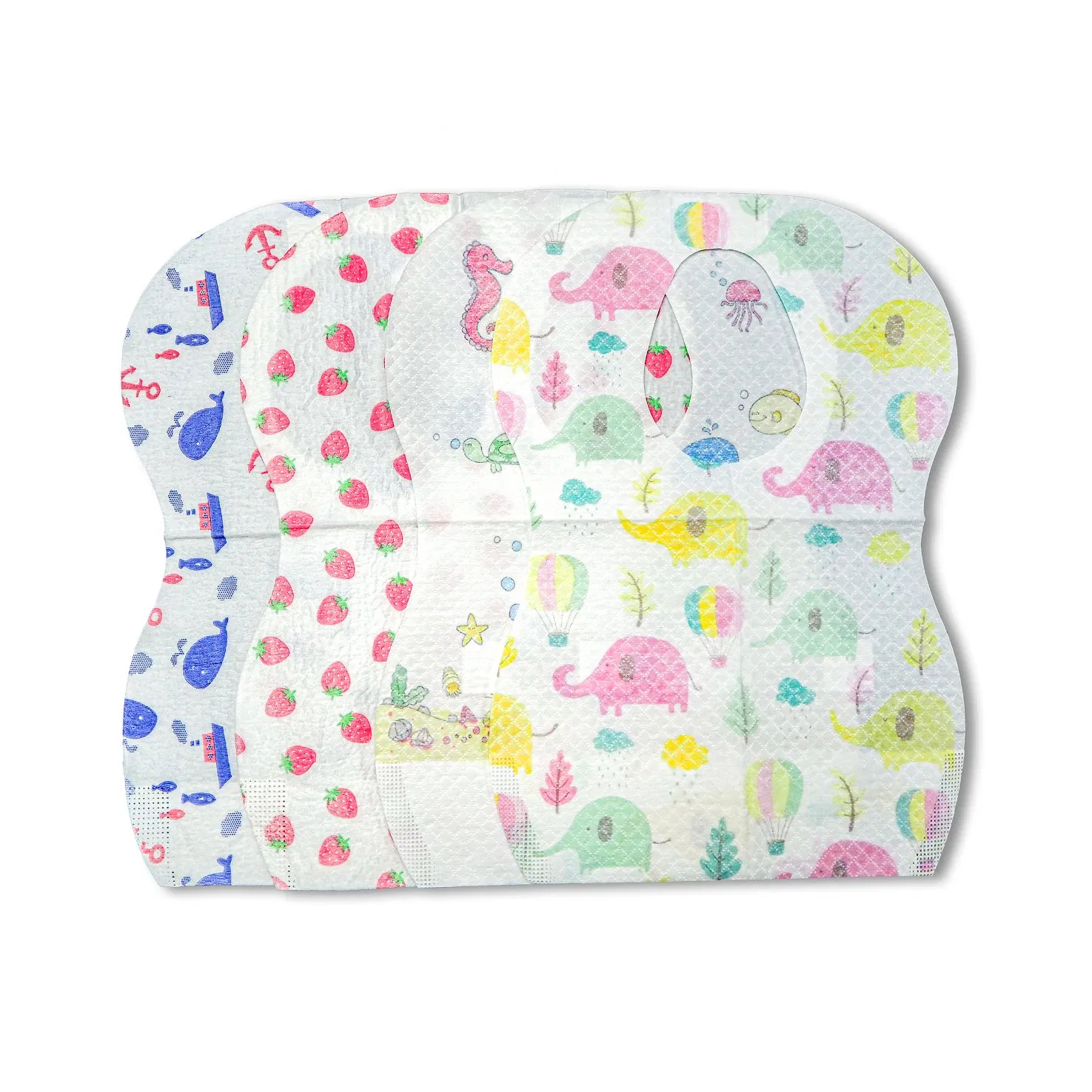 10PCS/Bag Mixed Patterns Biodegradable Printed Apron Disposable Baby Bibs