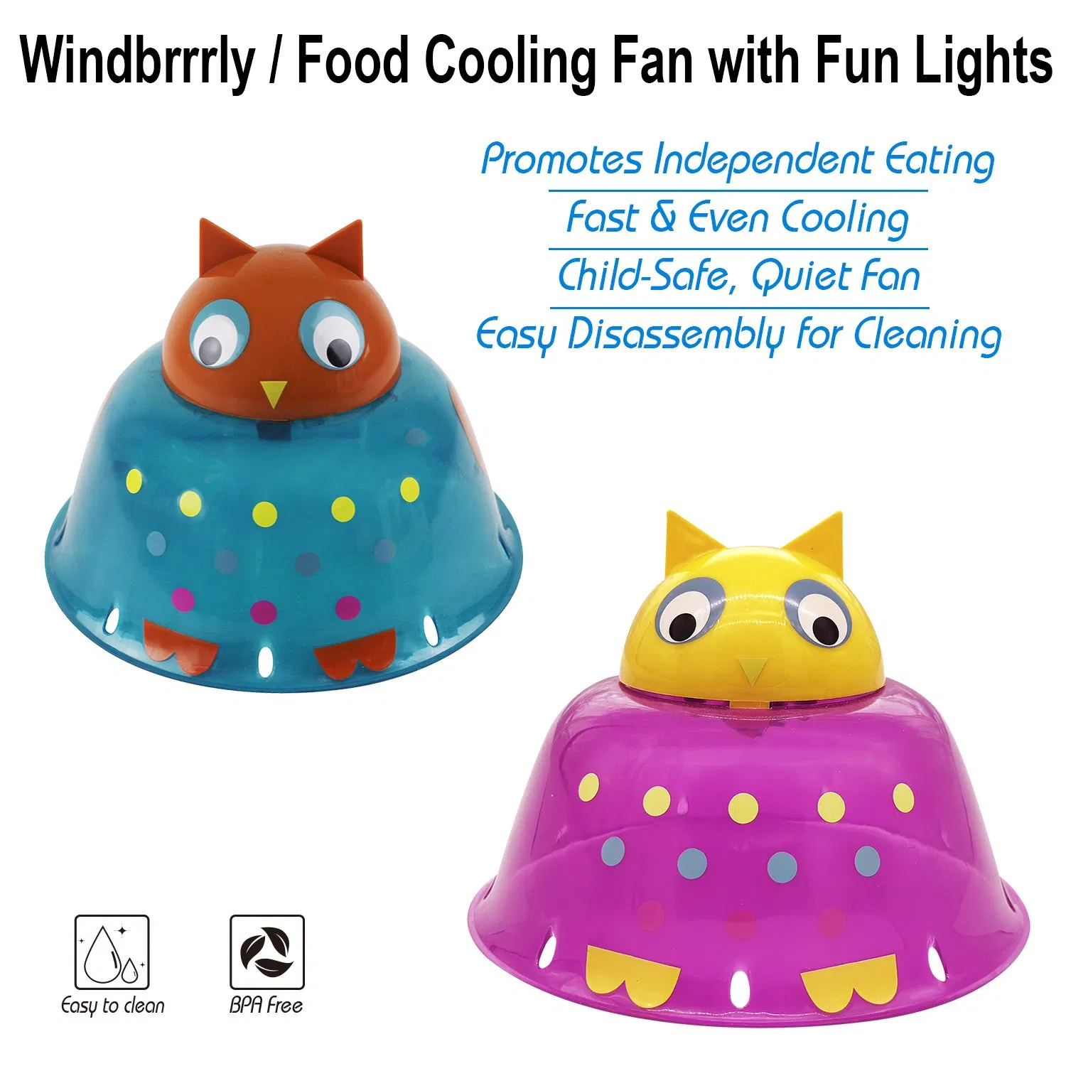 Windbrrrrly Food Cooling Fan with Fun Lights for Kids