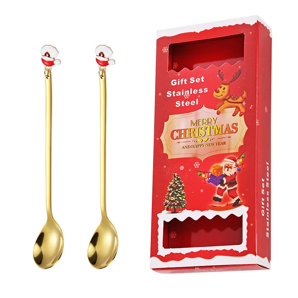 Christmas Spoon Gift Set Stainless Steel Pendant Coffee Christmas Spoon