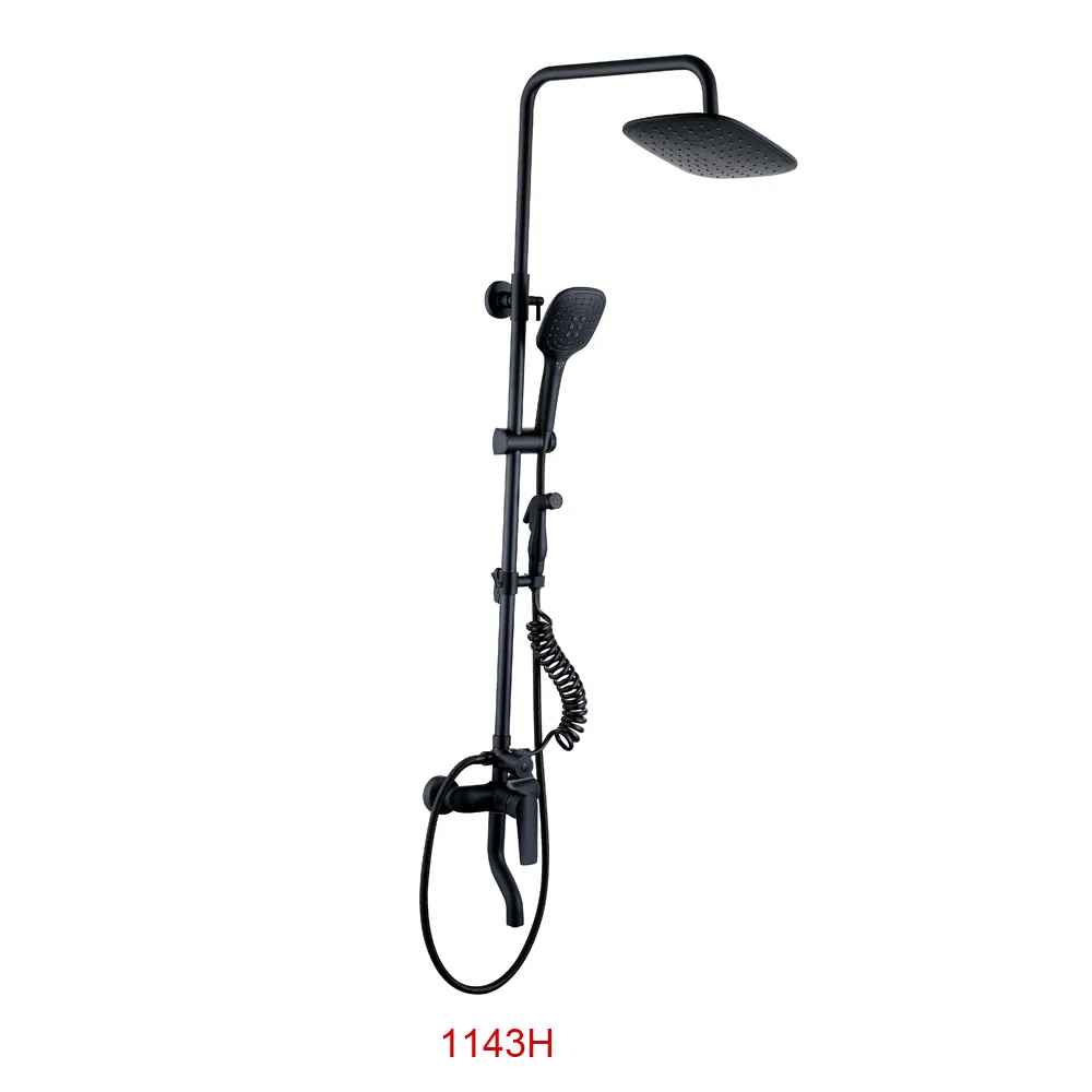 Factory Wholesale Brass Black Wall Mounted Bathroom Shower Two Handles Bath Shower