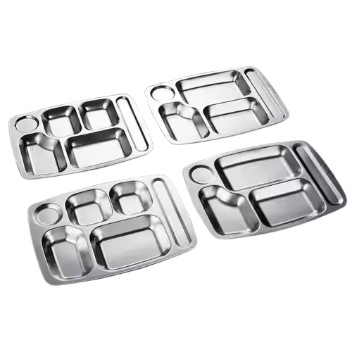 Premium Stainless Steel Deep Plate Divided Serving Tray for All Occasions