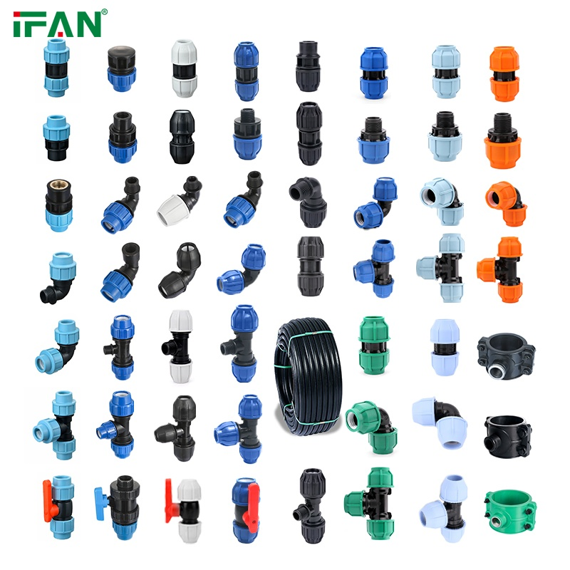 Ifan Agriculture Irrigation HDPE PP Compression Pipe Fitting Elbow Tee Fitting 20-110mm HDPE Pipe Fittings