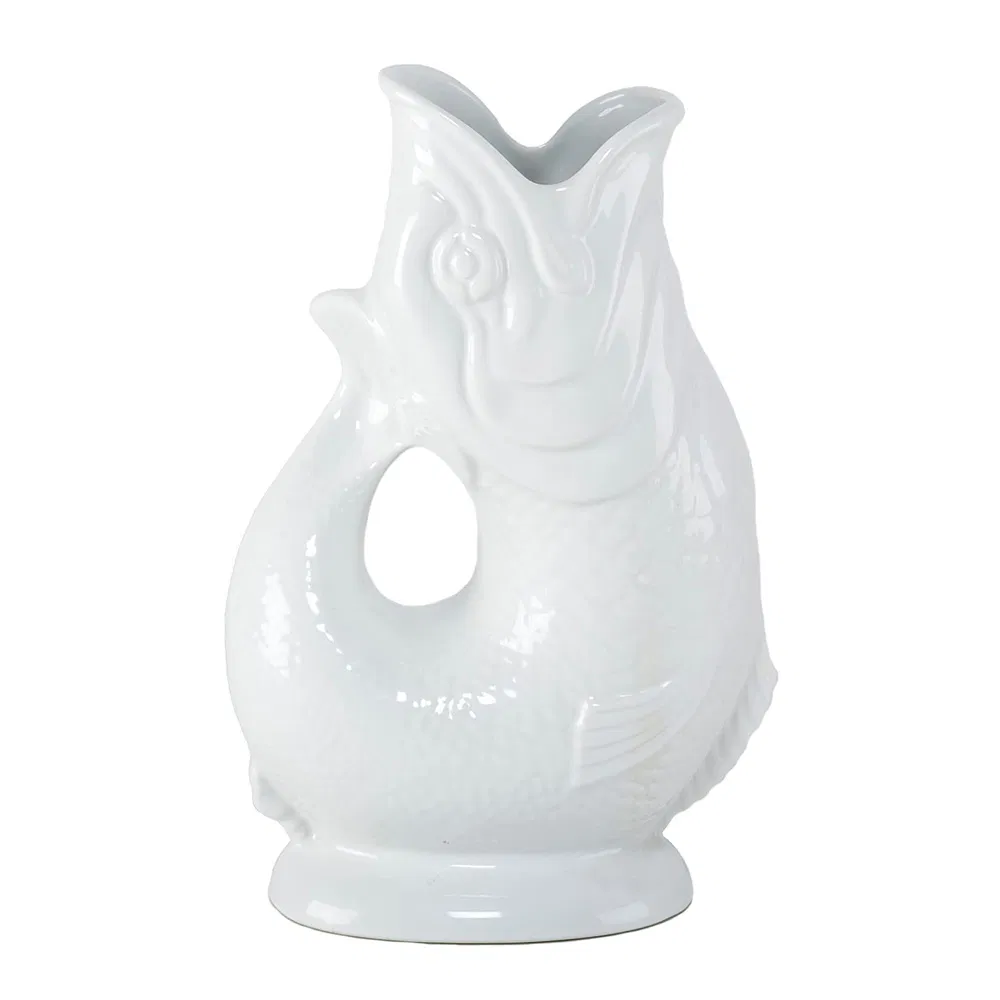 Ceramic Fish Shaped Beverage Pitcher Gurgle Pot Gluggle Jug