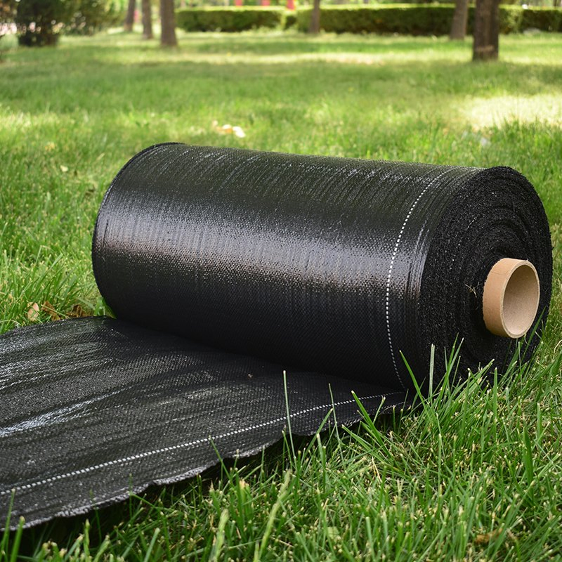 Black PP Woven Fabric Ground Cover Mat Weed Barrier