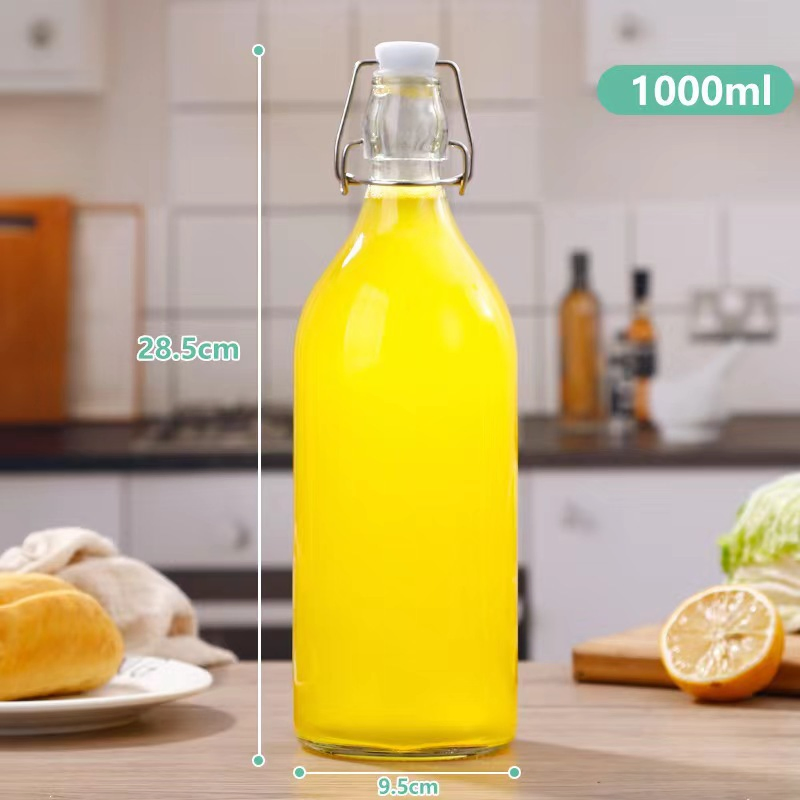 Glass Swing Top Water Bottles 16 Ounce Bottles with Flip Top Airtight Lid