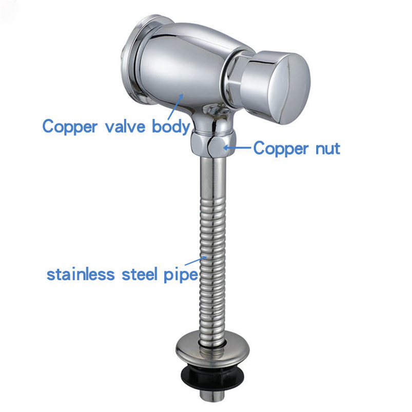Modern Brass Manual Time Delay Urinal Flush Valve: Push Button, Copper Material, Polished Finish