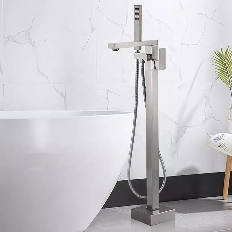 Freestanding Bathtub Shower Faucets Floor Tub Bathroom Water Taps Shower Mixer Tap Faucet Set