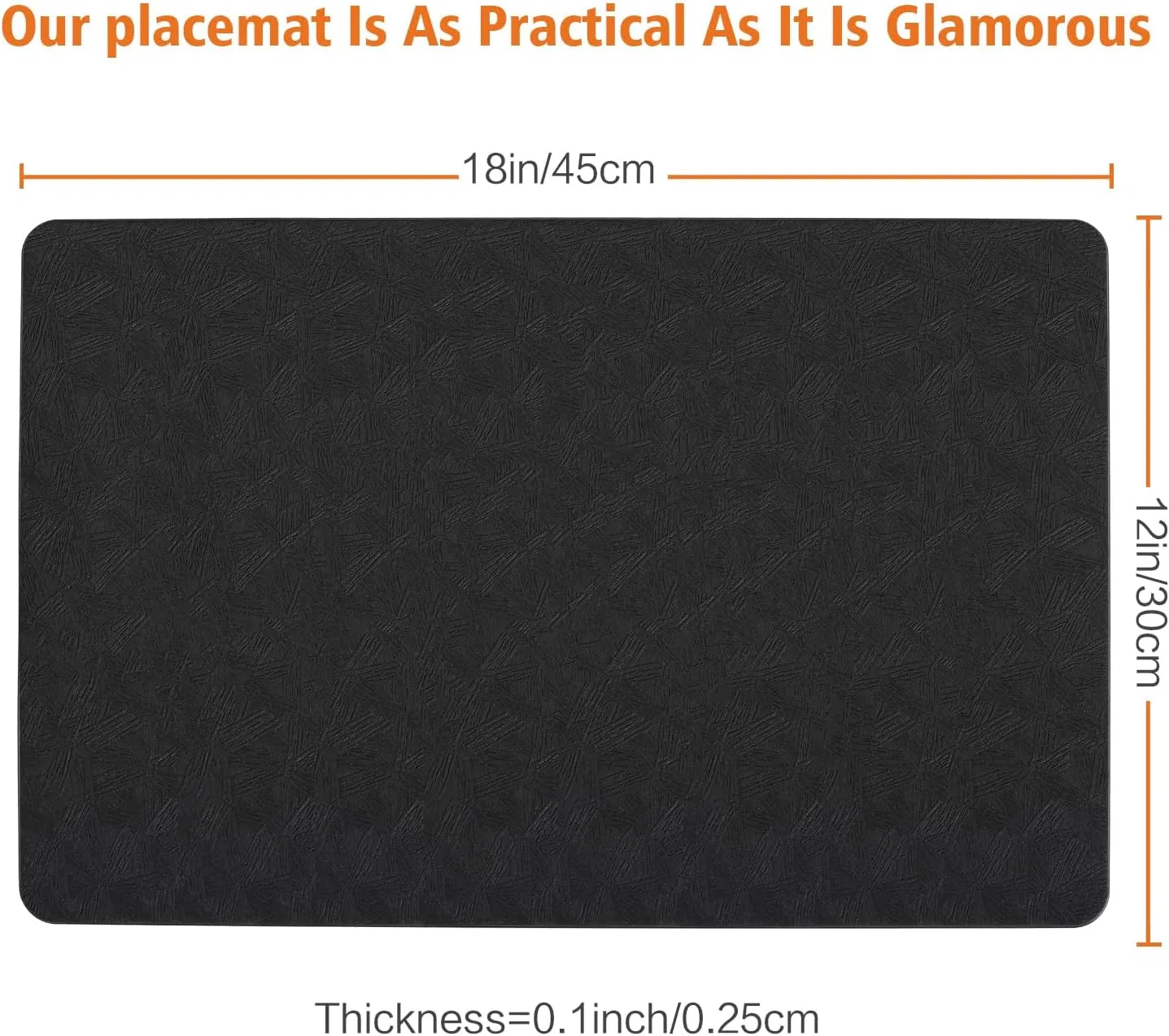 Vinyl Placemats Set of 6 Heat Resistant Easy Clean Non-Slip Place Mats for Dining Table. Faux Leather Waterproof Stain Resistant Wipeable Washable PU Table Mats