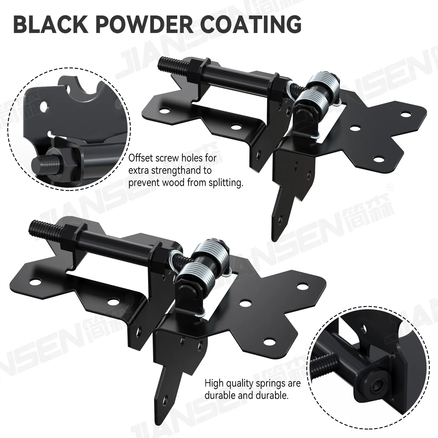 Heavy Duty PVC Vinyl Wood Fence Gate Hinges Iron Self-Closing Gate Latch Adjuster PVC Fence Gate Hinge for Wooden Vinyl PVC Fences Hinges