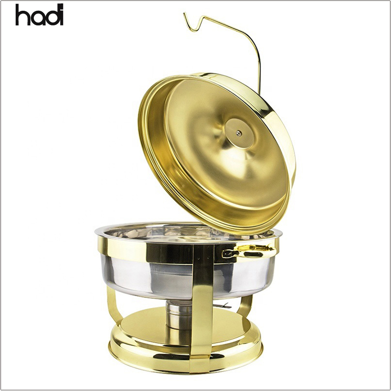 Catering Supplies Food Arabian Food Warmer Square Gold Buffet Stove Stainless Steel Buffet Chafing Dishes Hanging Lid Cheffing Dishes for Catering