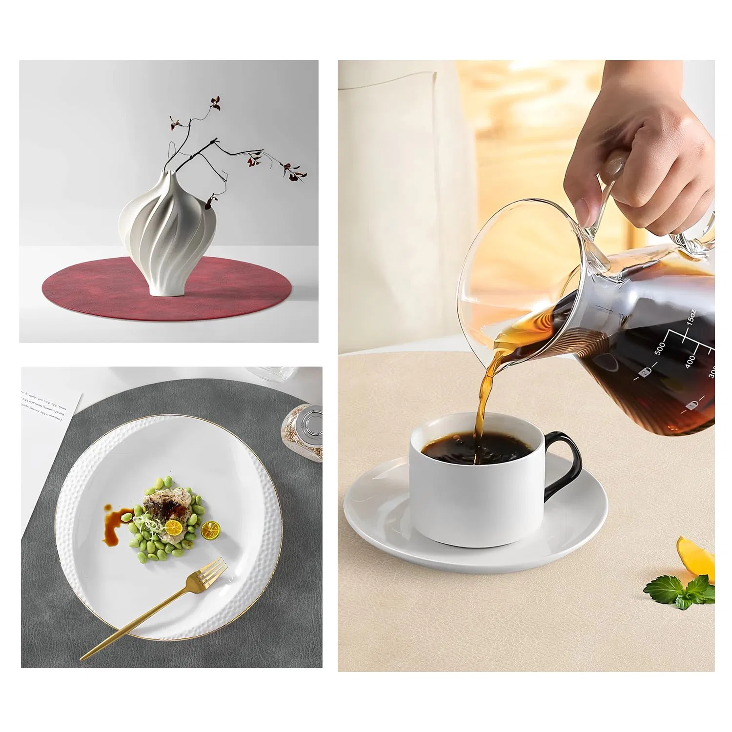 Wholesale Round Placemat PU Leather Desk Pad Washed Cowhide Pattern Table Mats for Dining Table, Kitchen, Party Decoration